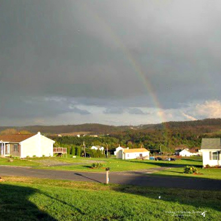 rainbow in sky over homes in Eastern PA 2009