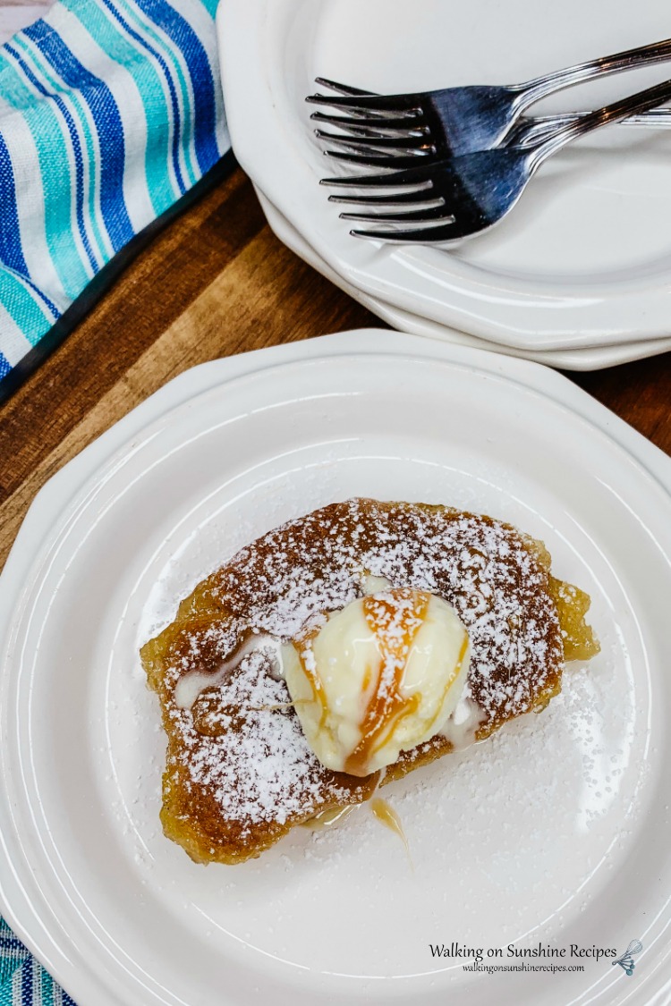 Apple dumplings sprinkled with powdered sugar