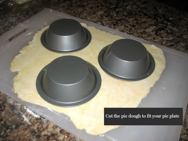 Cut the pie dough to fit your pie plate for chicken pot pie from Walking on Sunshine Recipes