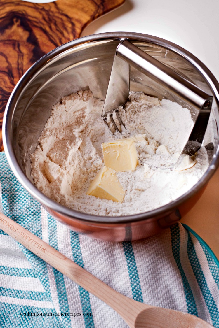 Combine butter and flour for Easy Homemade Biscuits from Walking on Sunshine Recipes