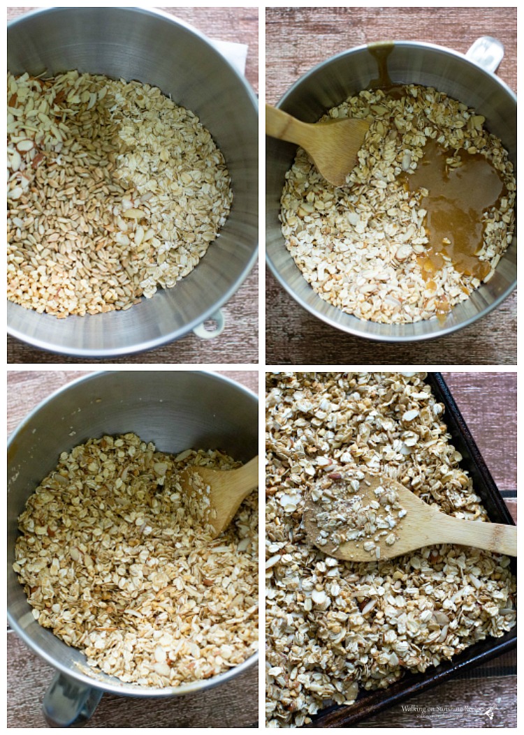 How to Add the Wet Ingredients to the Dry Ingredients for Homemade Granola
