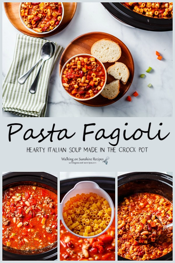 Hearty Italian Soup made in the crock pot Pasta Fagioli