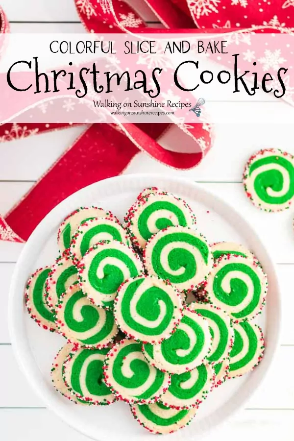 Colorful Swirl Slice and Bake Christmas Cookies on plate