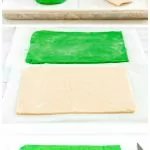 Green and Vanilla Dough Sheets for Slice and Bake Christmas Cookies