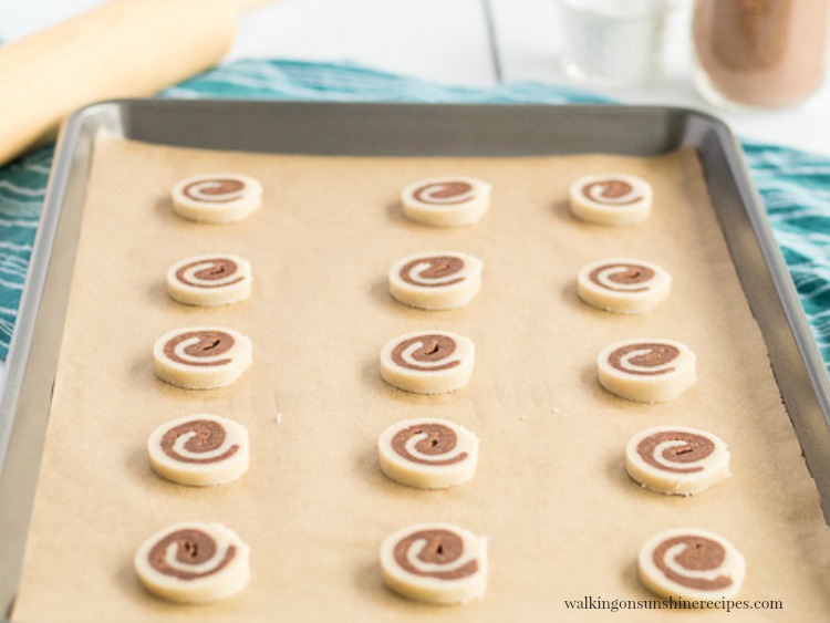 Lay Chocolate Swirl Cookies on Baking Tray lined with parchment paper from WOS