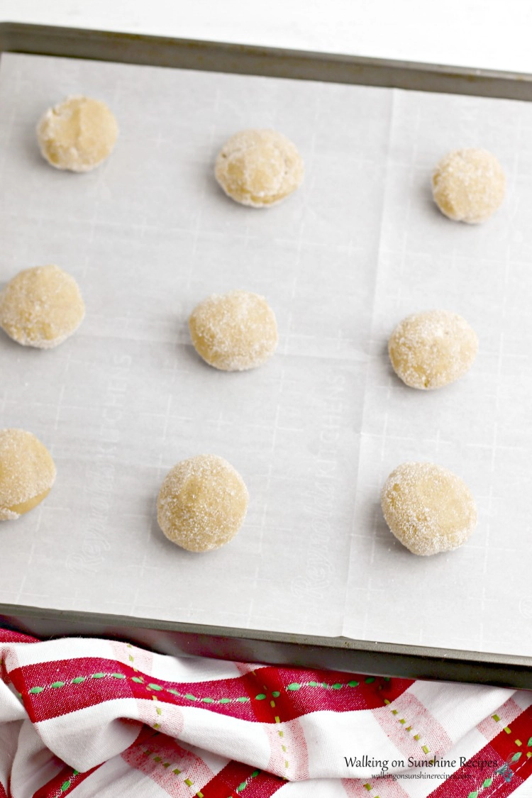 Peanut Butter Dough Balls on Baking Tray with Parchment Paper