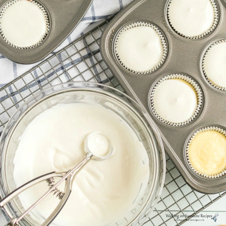 Add Sour Cream Topping to Baked Cheesecake Cupcakes from WOS