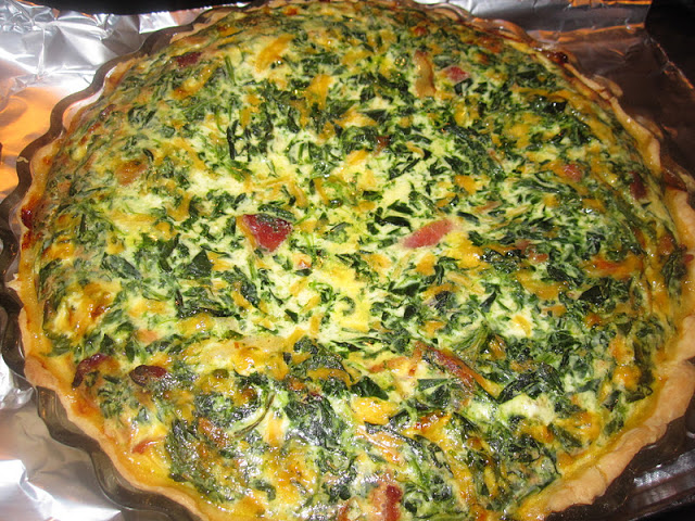 Quiche made with Spinach, Cheese and Bacon | Walking on Sunshine Recipes