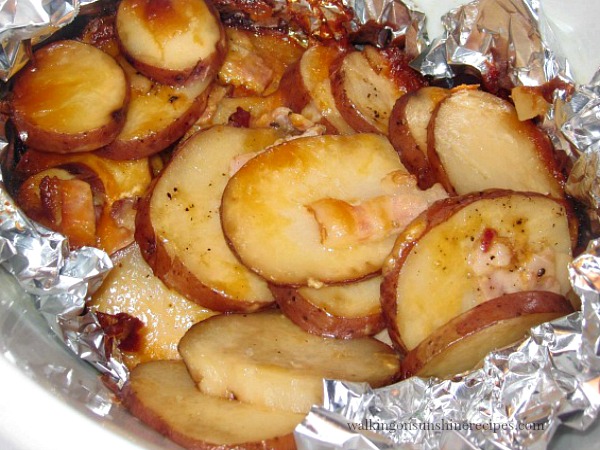 Bacon Cheese Potatoes made in the crock pot from Walking on Sunshine.