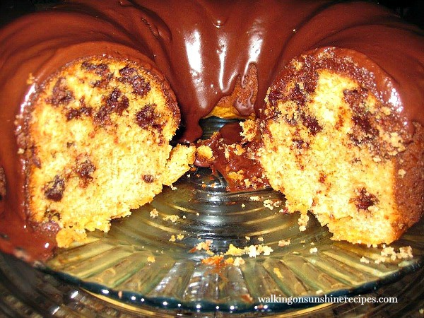 Peanut Butter Chocolate Chip Cake from a Cake Mix closeup