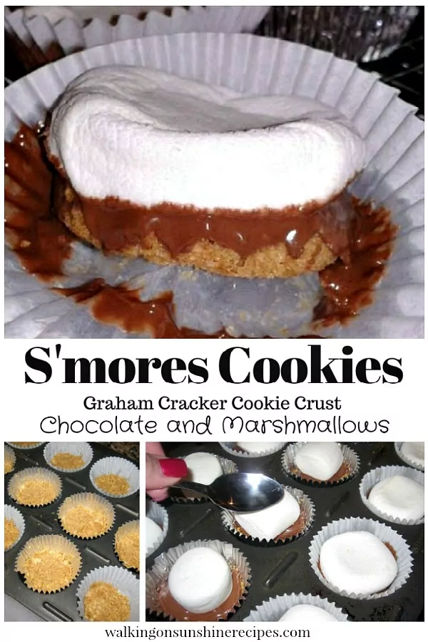 S'mores Cookies with Graham Cracker Cookie Crust from Walking on Sunshine Recipes