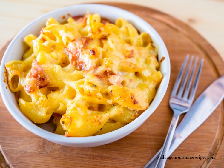 Homemade Mac and Cheese in small white bowl