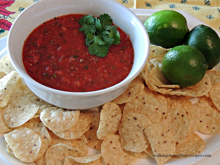 Homemade Salsa served with chips. 