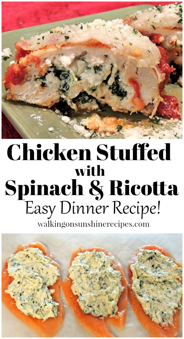 chicken stuffed with spinach and ricotta cheese. SkinnyTaste style chicken cutlet recipe. 