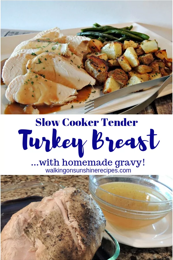 Turkey cooked in the crock pot with the broth 
