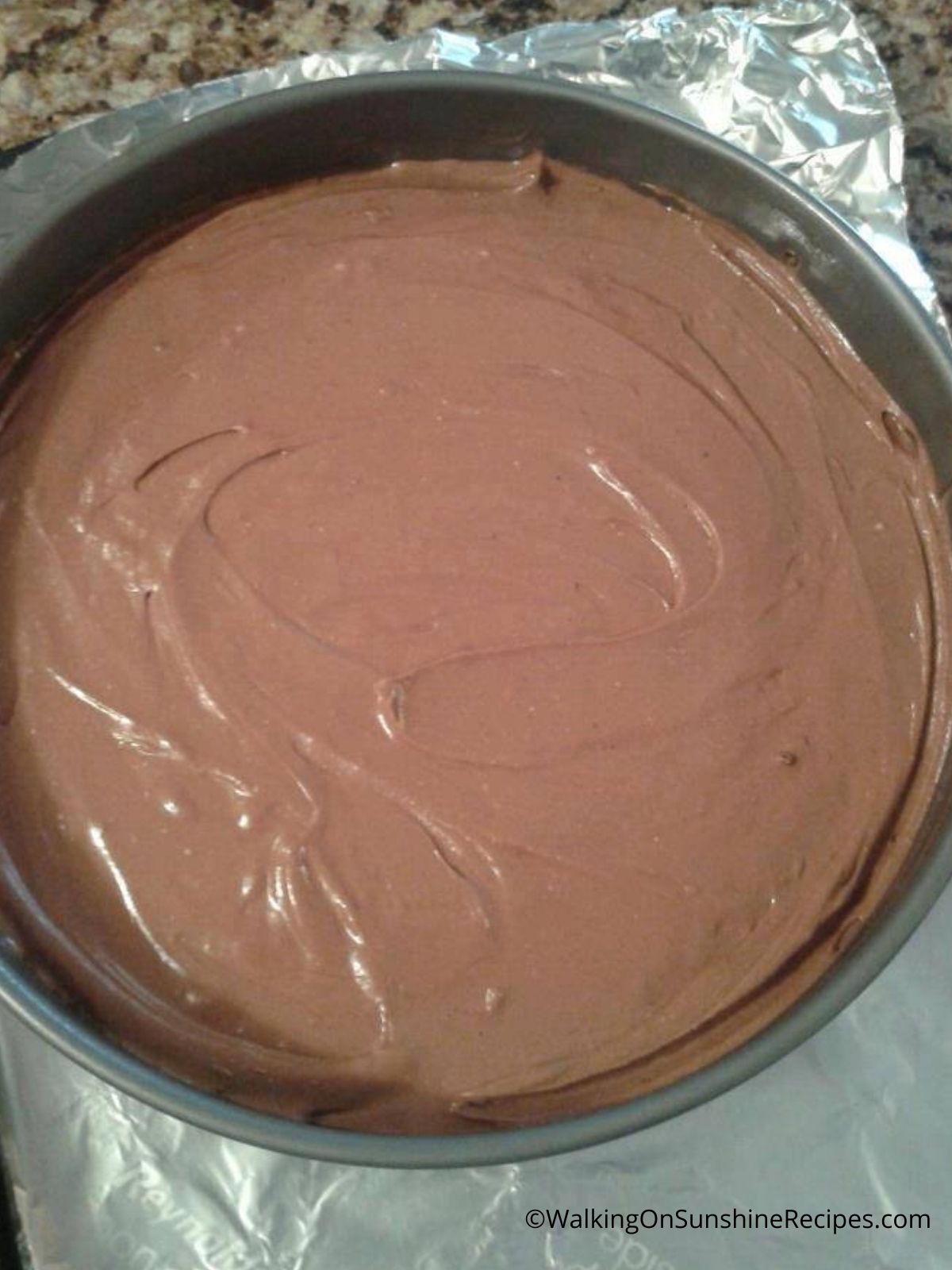 Chocolate Cheesecake before baking.