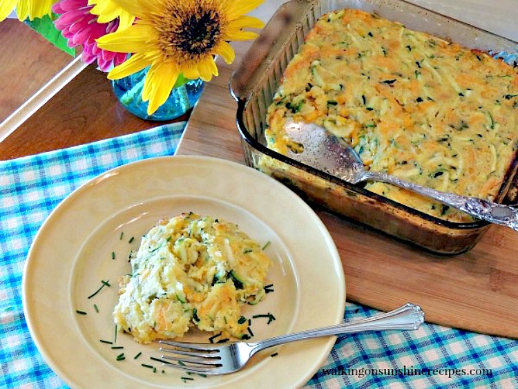 Zucchini Corn Casserole combines zucchini and corn into a delicious recipe that's perfect to serve as a light lunch or as a side dish with grilled chicken.