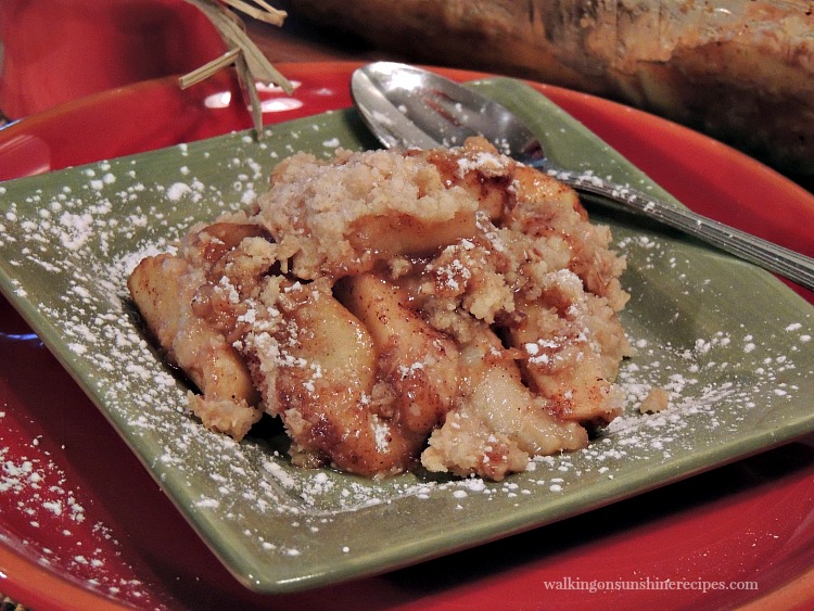 Apple Crisp Recipe with powdered sugar.