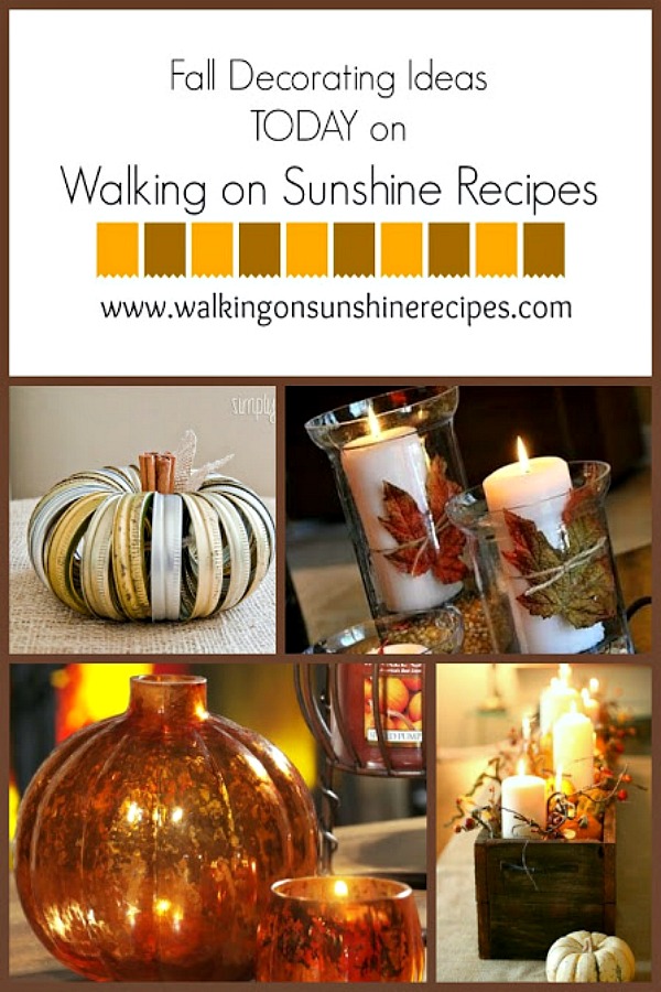 Fall Decorating Ideas featured on Walking on Sunshine Recipes.