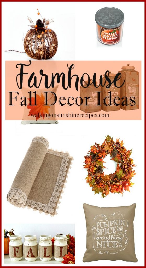 Farmhouse Fall Decor Ideas featured on Walking on Sunshine