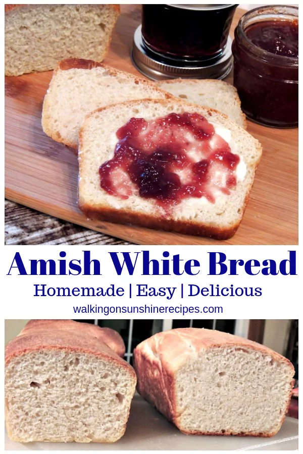 Homemade Amish White Bread Recipe on cutting board. 