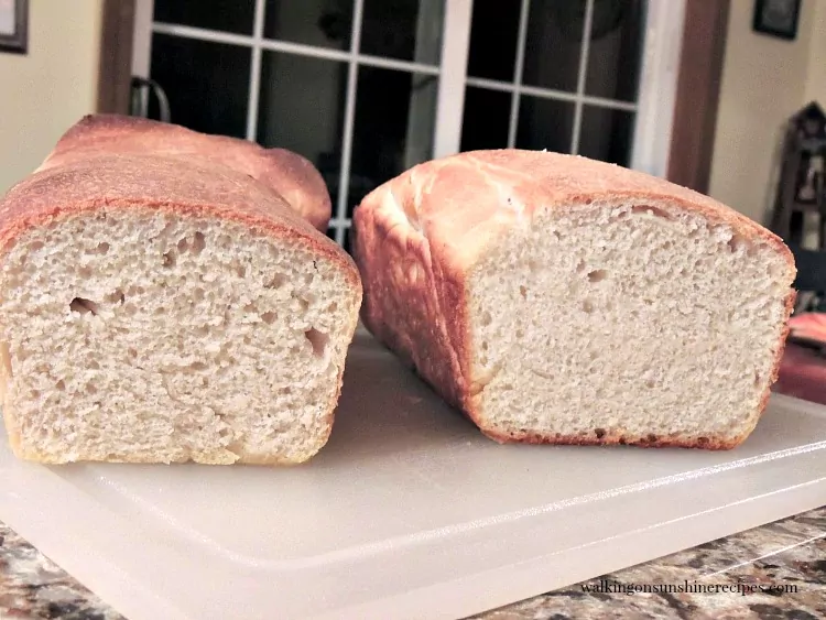 Homemade Amish White Bread on cutting board 
