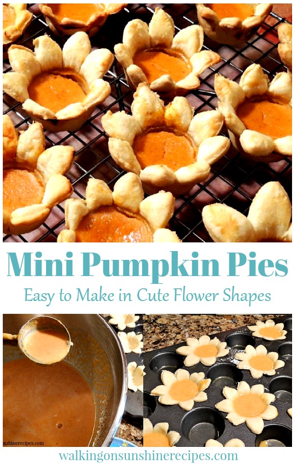 Mini Pumpkin Pie Flowers Easy to Make in Cute Flower Shapes from Walking on Sunshine Recipes