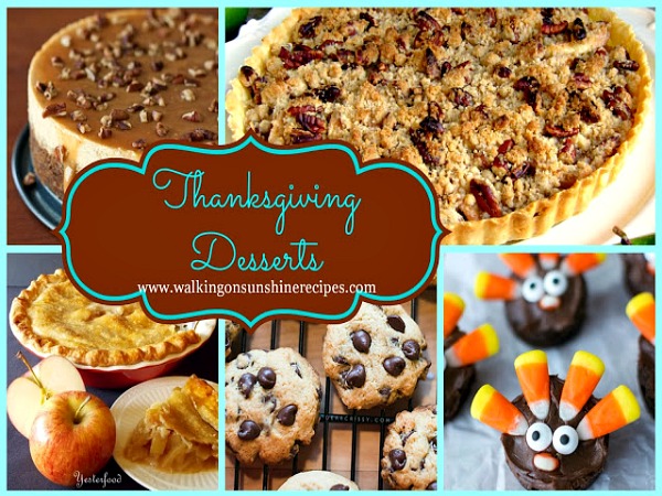 A great collection of desserts to serve for Thanksgiving that aren't just apple and pumpkin pie from Walking on Sunshine Recipes. 