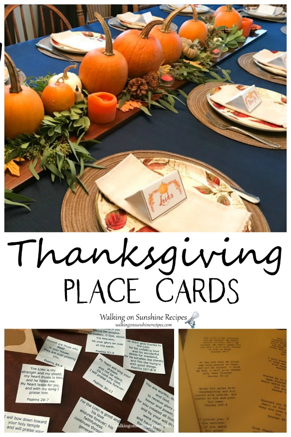 Thanksgiving Place Cards Easy DIY Project from Walking on Sunshine 