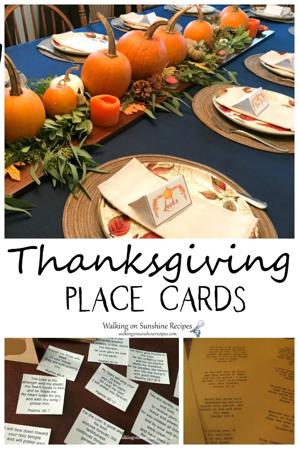 Thanksgiving Place Cards Easy DIY Project from Walking on Sunshine 