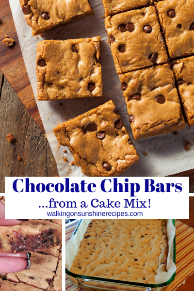 Chocolate Chip Bar Cookies from a Cake MIx | Walking on Sunshine