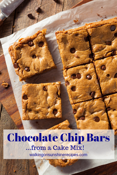 Chocolate Chip Bar Cookies from a Cake MIx | Walking on Sunshine