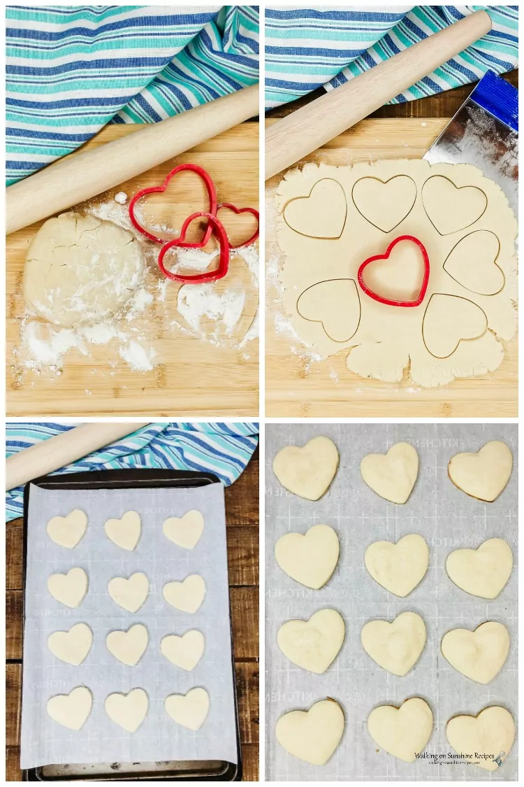 Cutting out Heart Shaped Shortbread Cookies 
