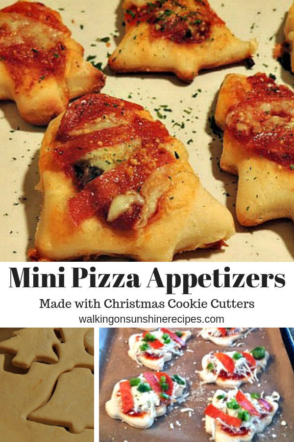Mini Pizza Appetizers made with Christmas cookie cutters