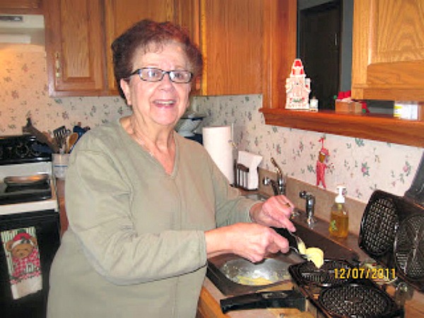 Mom making pizzelles. 
