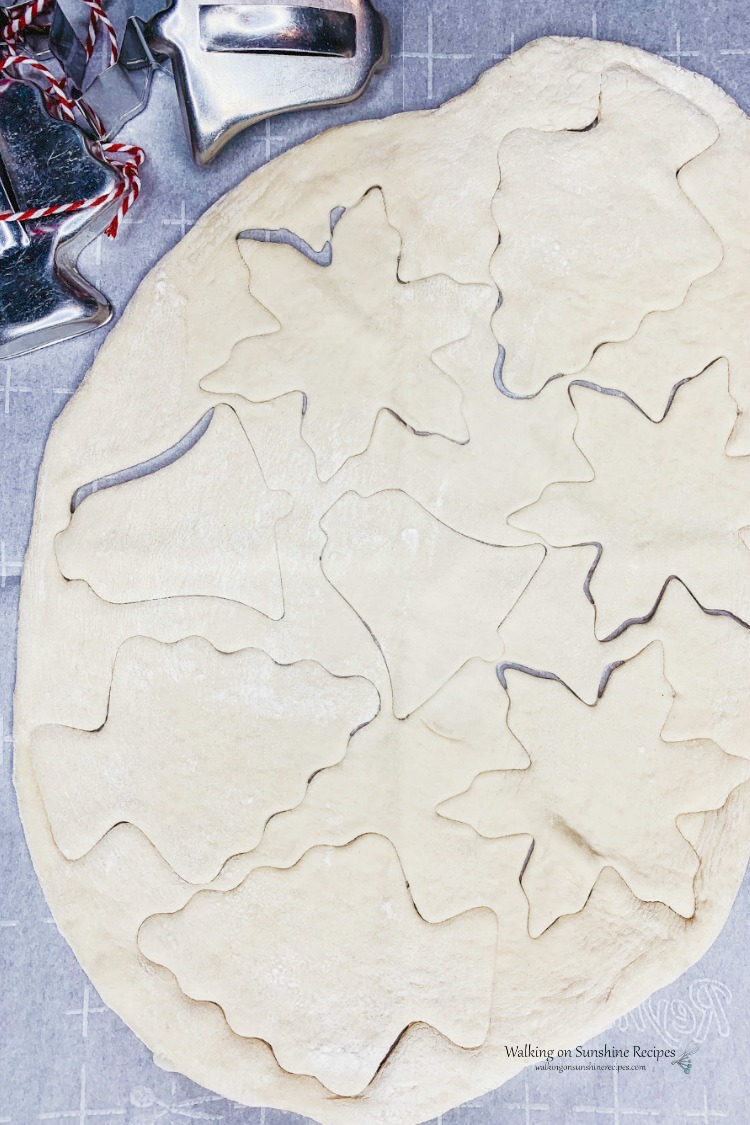 Pizza dough with Christmas Cookie Cutter Shapes