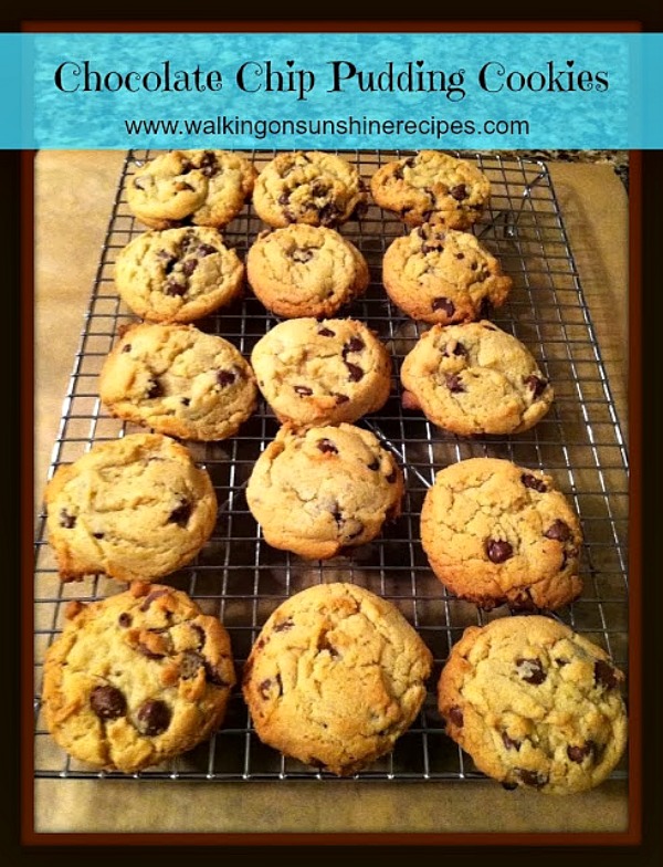 The secret to these amazing chocolate chip cookies is the pudding mix added to the batter! Check them out on Walking on Sunshine Recipes
