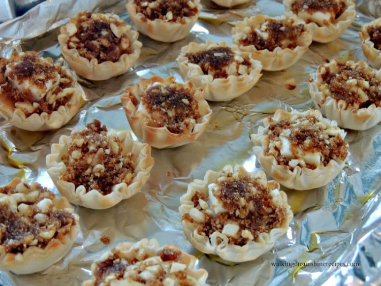 Place Brie Filled Phyllo Cups on a baking tray and bake for 12 minutes watching closely. 