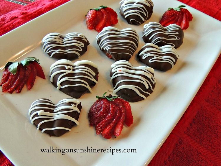 Chocolate Covered Strawberries in the shape of hearts FEATURED photo from Walking on Sunshine Recipes