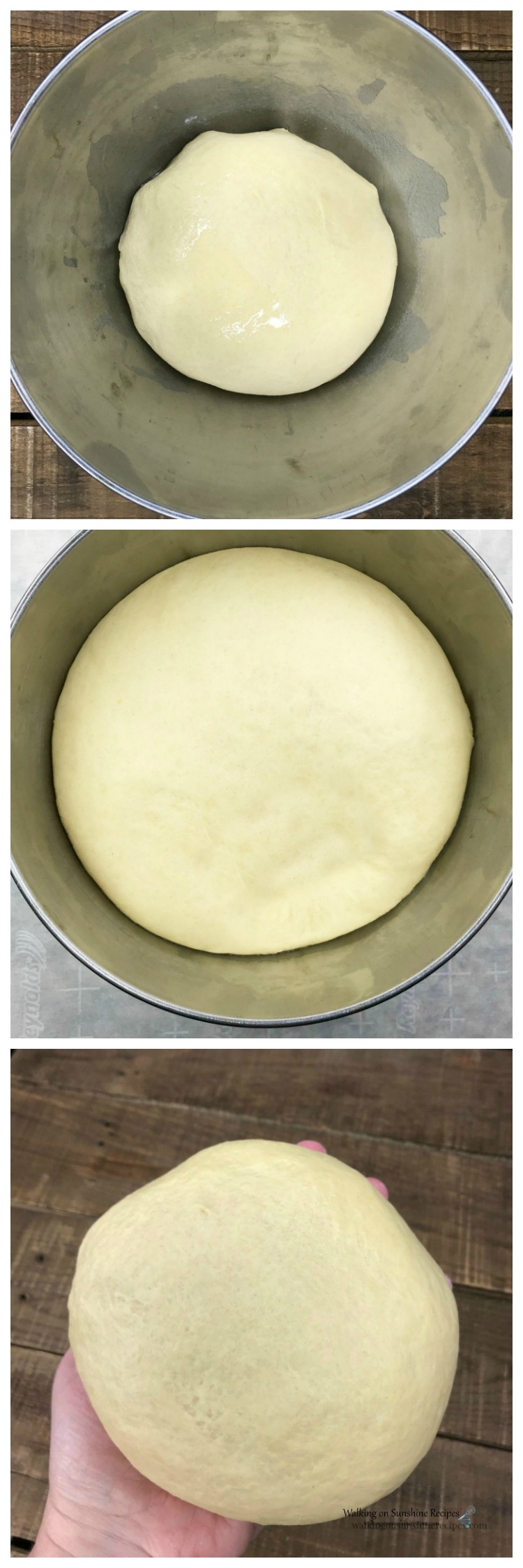 Homemade cinnamon rolls yeast dough rising in bowl