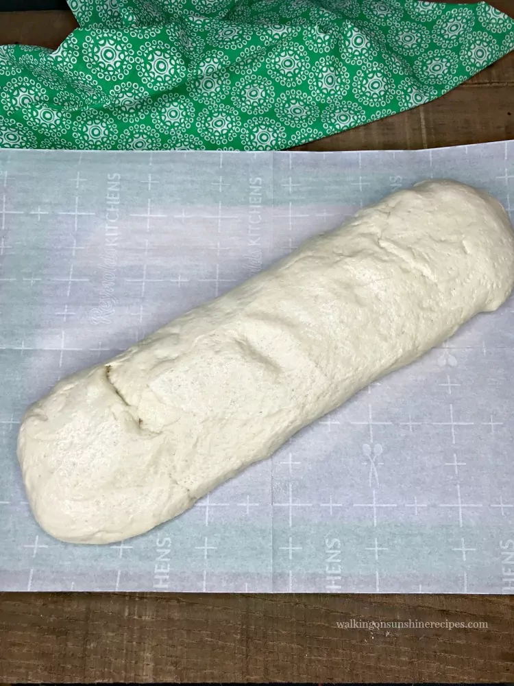 Pretzel Dough Risen and Formed into a Log Shape