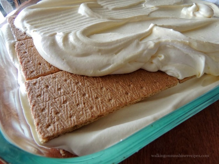 Spread pudding mix and Cool Whip on top of Graham Crackers.