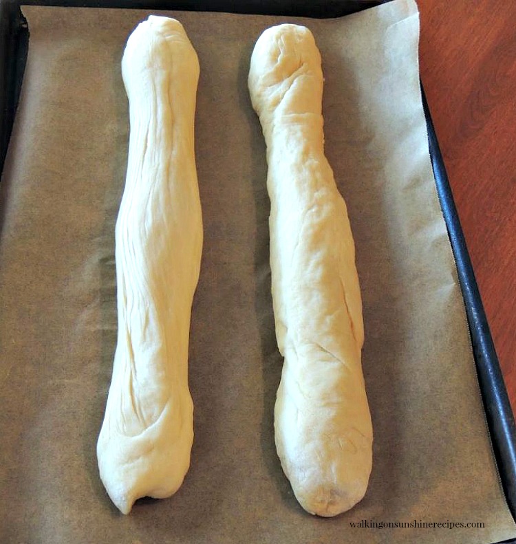 Two long ropes of bread dough for Easter Bread