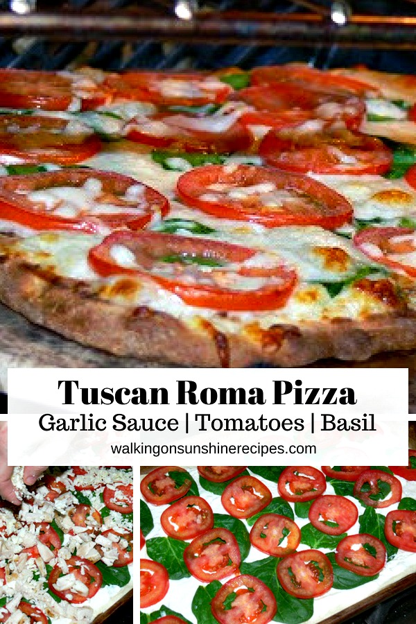 Tuscan Roma Pizza with garlic white sauce. 