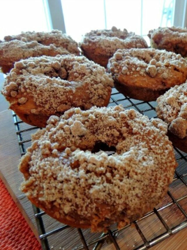 Pumpkin Glazed Donuts with Crumb Topping Story