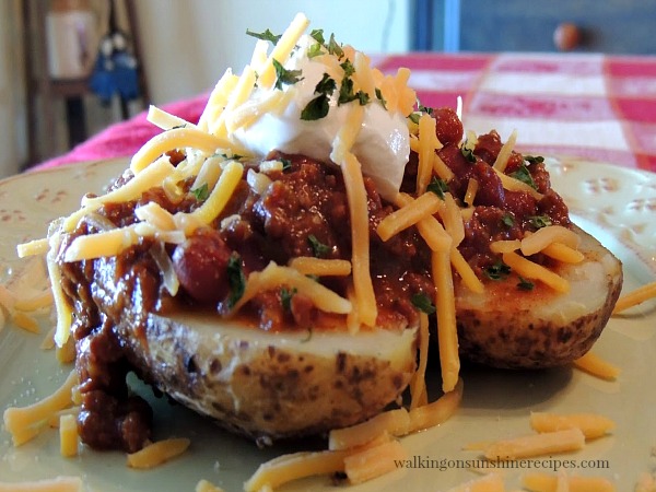 A delicious way to use leftover chili is with these chili baked potatoes.