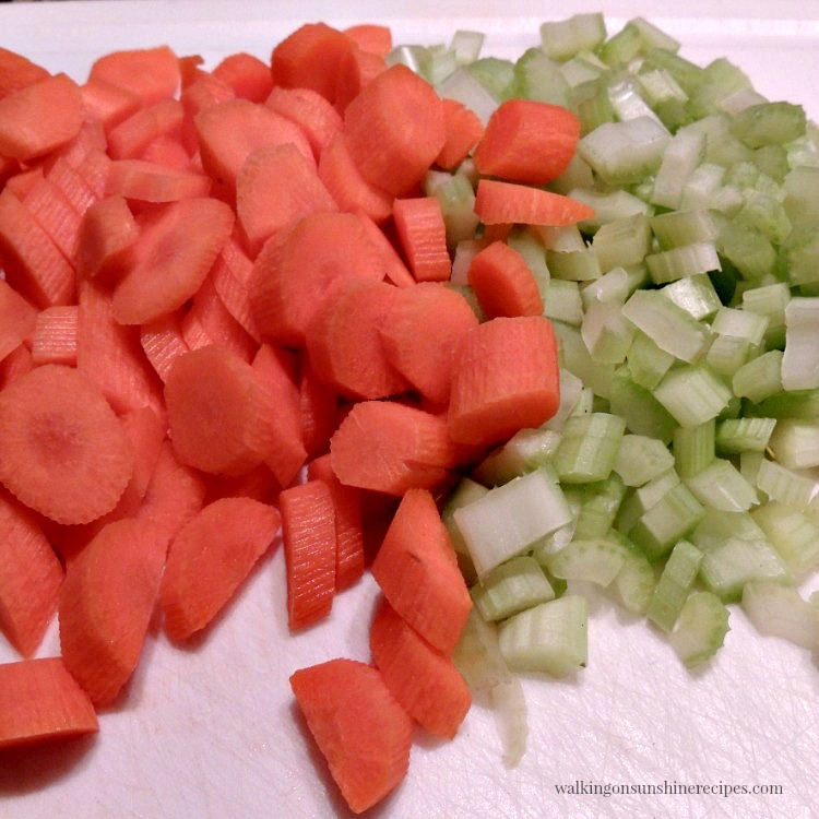 Carrots and Celery chopped and ready for homemade soup
