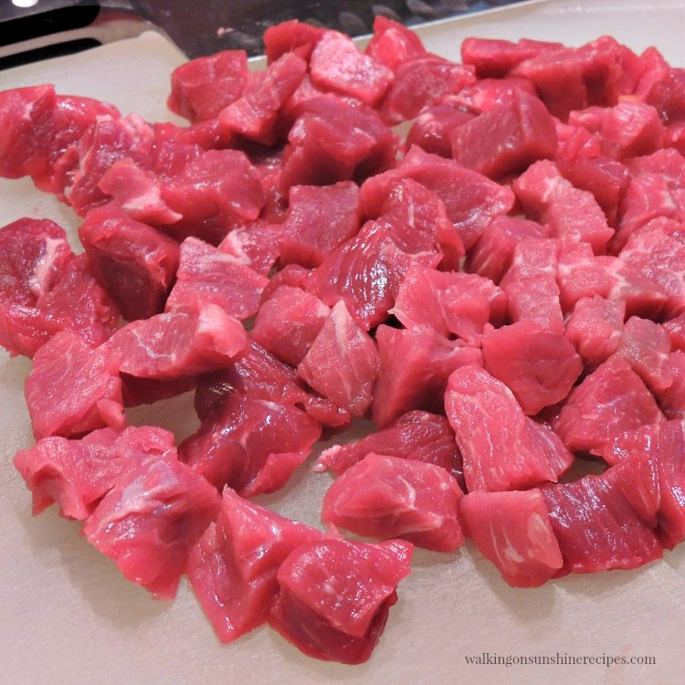 Sliced Beef for beef barley soup.
