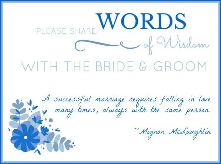 Words of wisdom for bride and groom