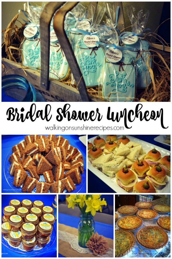The perfect bridal shower luncheon menu from Walking on Sunshine Recipes.